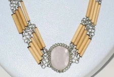 Vintage Art Nouveau Bamboo & Glass Choker Necklace