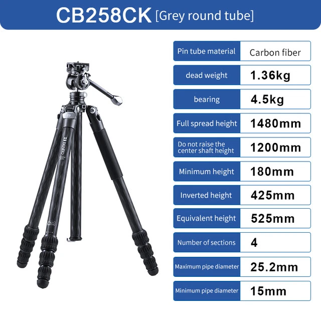 BENRO CB258CK Tripod Bluebird Carbon Fiber Grey for Camera Travel - Image 2 of 4