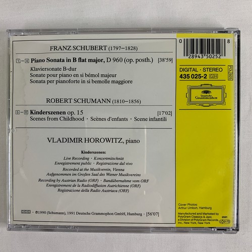 Horowitz The Poet (CD, Oct-1991, Deutsche Grammophon) Schubert & Schumann Pieces - Imagen 2 de 15