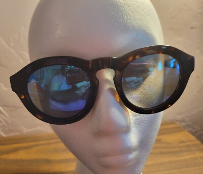 DIFF EYEWEAR SUNGLASSES HANDMADE ACETATE DIME BROWN GOLD BLUE