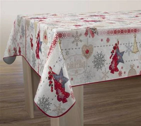 NAPPE ANTI-TACHES  NOEL ROUGE  - GRIS - BLANC - Photo 4/4