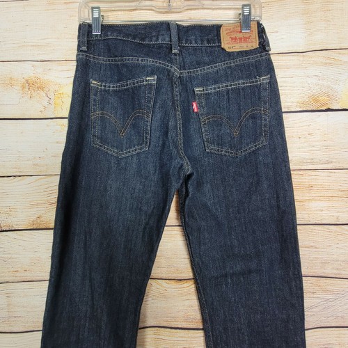 Levis 514 Jeans Boys Size 16 Regular 28 x 28 Dark Blue Denim 5 Pocket Straight - Picture 5 of 7