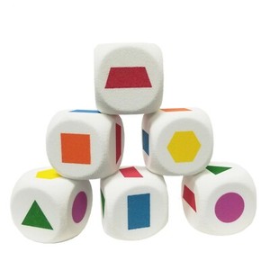 Set of 6 D6 Jumbo 50mm Foam Dice with Rounded Corners - Primary Shapes