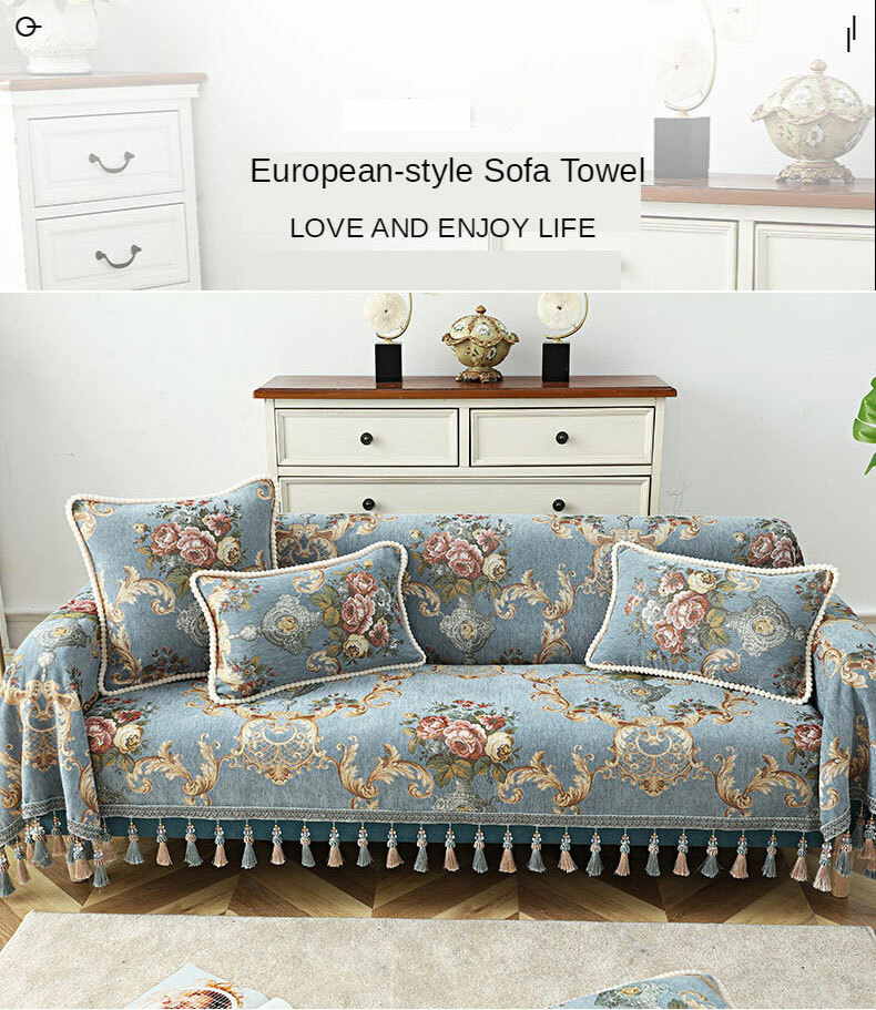 Housse De Canapé Décorative Avec Franges - Luxe Européen - Taille Adaptable (1/2/3 Places) - Neuf