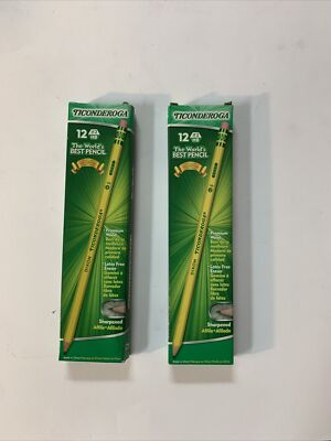 Ticonderoga Pre-Sharpened Pencils, HB, #2, Yellow, Dozen - Lot Of 2