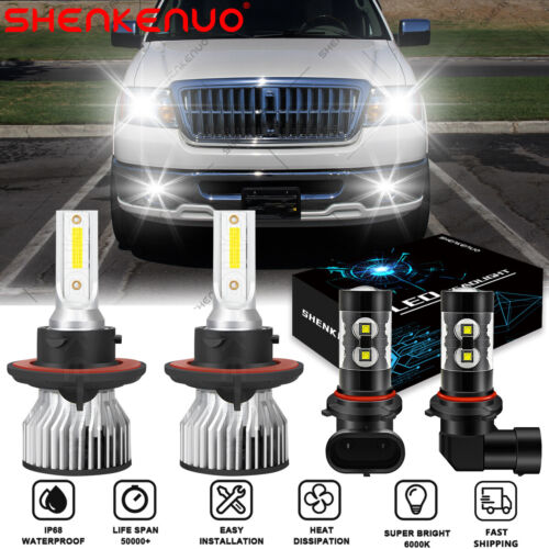 For Lincoln Mark LT 2006 2007 2008 LED Headlight + Fog Light 4PC Bulbs