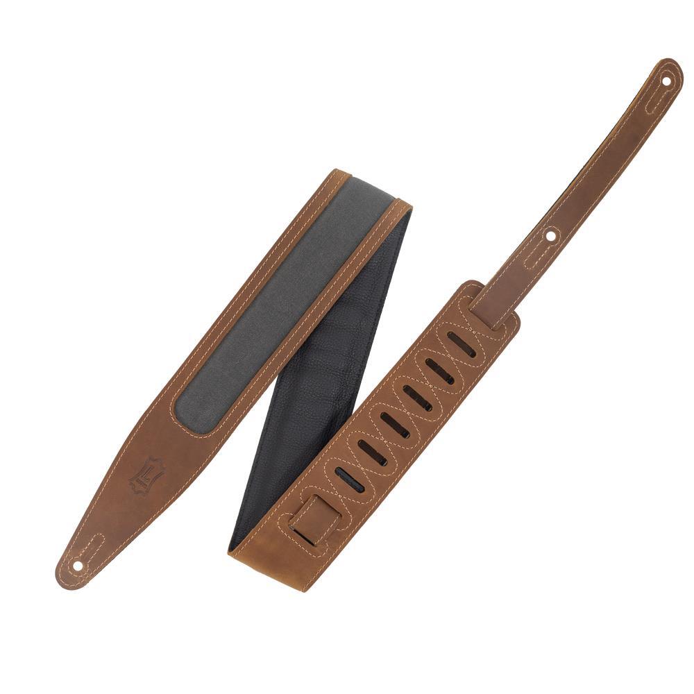 LEVYS Voyager Pro Crazy Horse Leather Strap - Brown w Grey Waxed Canvas - 25 13590₽