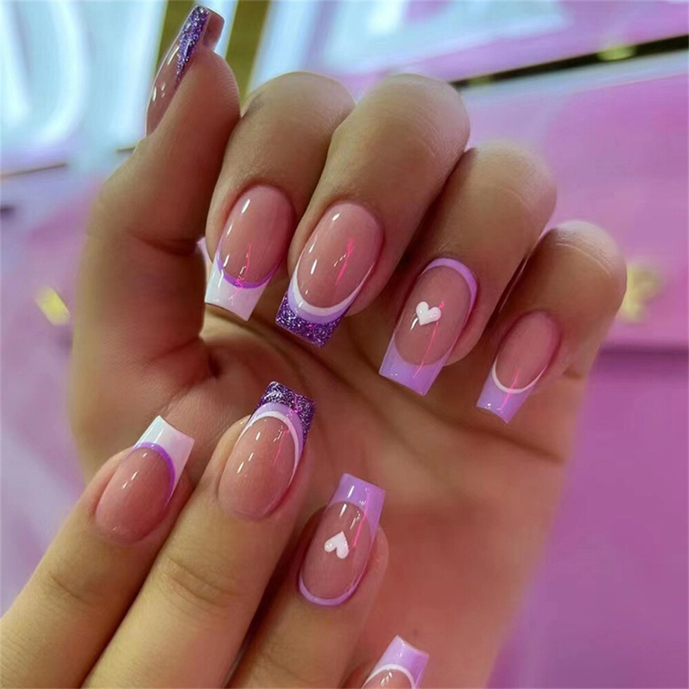 purple french nails