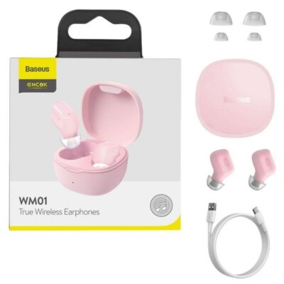Kopfhörer TWS BASEUS kabelloser Ohrhörer mit PowerBank Bluetooth Rosa
