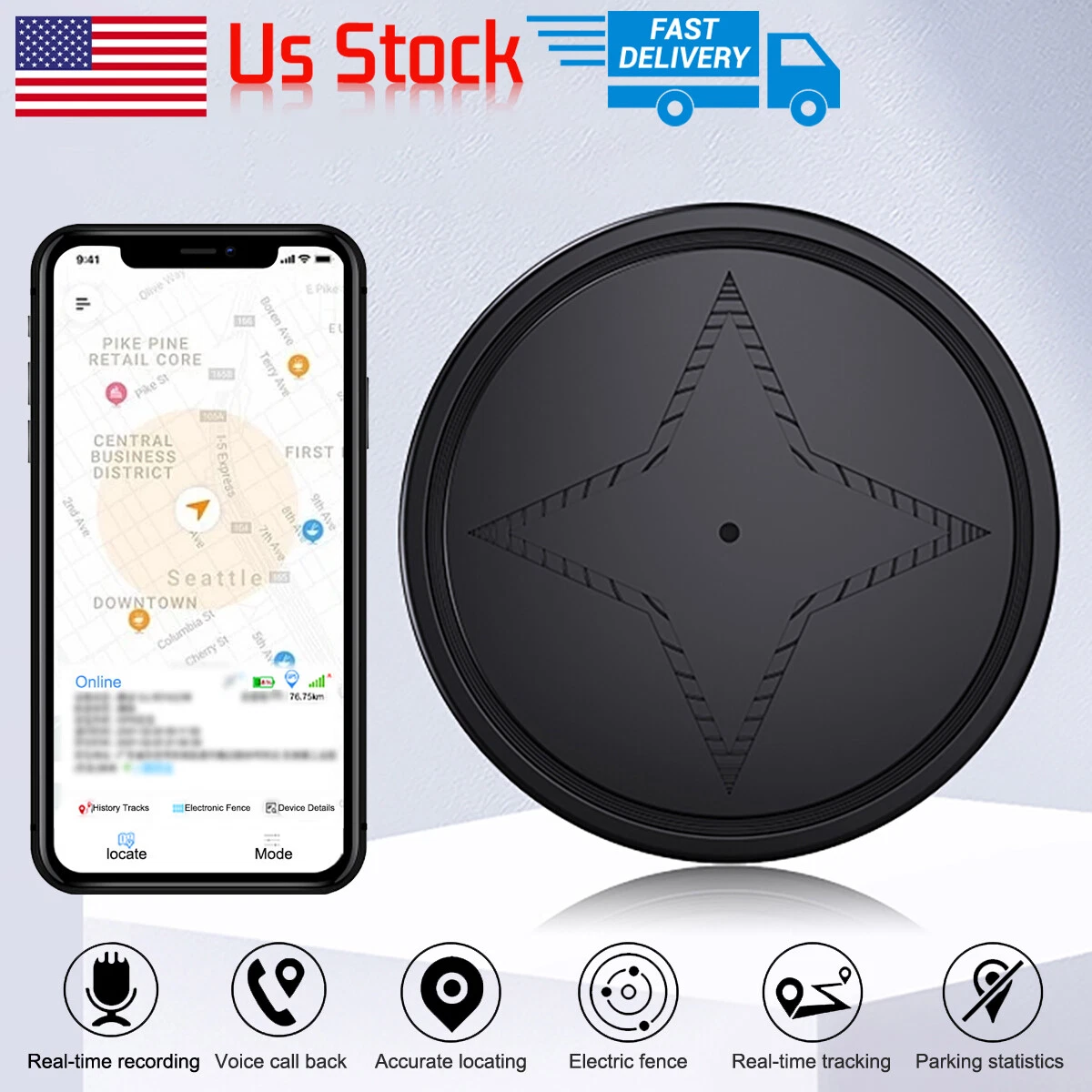 GPS Tracker, TKSTAR GPS Tracker for Vehicles Hidden Waterproof Realtime Car  GPS Trackers Anti Theft Tracking Device with Magnet GPS Locator for Car  Motorcycle Truck No Monthly Fee, TK905 