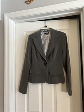 XOXO Women's Gray Long Sleeve Notch Lapel One Button Lined Blazer Jacket Small