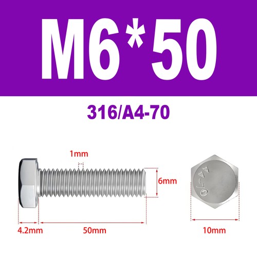 DIN 933 Sechskantschraube Edelstahl A4 V4A Vollgewinde Maschinen Schrauben M3-M8 - Bild 58 von 104
