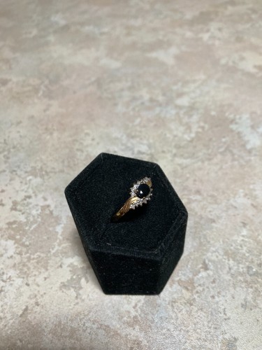 9ct Sapphire and Diamond Ring Size N1/2 English Hallmarks - Picture 3 of 6