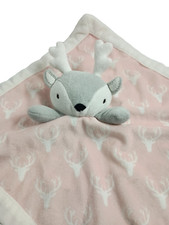LevTex Baby Deer Head Lovey Plush Security Blanket Stuffed Animal Pink Hunting