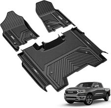 3W Floor Mats for Dodge Ram 1500 Without Storage 2019-2024 All Weather Liners