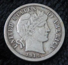1914 Barber Dime * Full Liberty * Better Grade * Great Eye Appeal * 3055