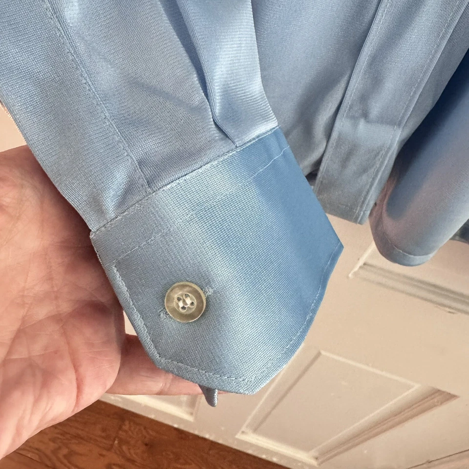 NWT Vintage Quinessa By Youngbloods Blue Shirt Collar Men’s Sz L Retro Sexy - Image 4 of 4