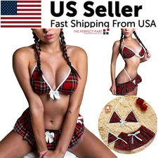 Sexy Lingerie School Girl Sleepwear Dress Nightwear Underwear Babydoll Women US