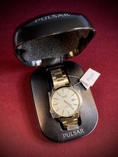 Pulsar Seiko Solar Watch AS32-X002 Gold Tone - NOS - Boxed /Tagged Mens Watch
