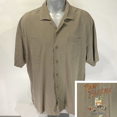 Tommy Bahama XLX Short Sleeve 100% Silk Shirt Island Barfly Embroidered Button