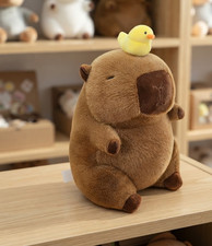 Capybara Plush Toy with Little Yellow Duck Stuffed Animal Soft Doll Gift