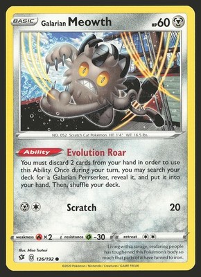 SWSH02: Rebel Clash Galarian Meowth #126/192 Common Pokemon Card