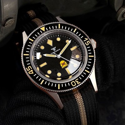 40MM Tandorio Black Texture Dial NH35A 50-FATHOMS Automatic Mens Watch Sapphire