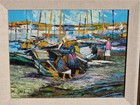 Listed Pat Davis "Harbour Scene" IRISH DUBLIN Oil Painting - Signed And Framed — photo 2