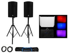 DJ Package w/ 2 Rockville TITAN15 v2 15" 2000w Powered Speakers Facade Stands