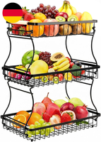 Vinato Obstschale, 3-StöCkige Moderner Obstkorb Mit Holzgriffen, FüR KüChe, Bad