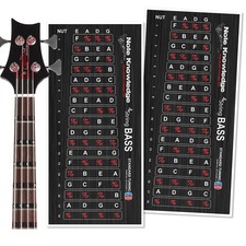Bass Guitar Fretboard Note Map Decals/Stickers for Learning Notes, Chords  S...