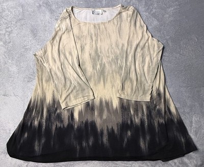 Linea by Louis Dell'Olio Printed 3/4 Sleeve Hi-Low Hem Tunic Size 2xl