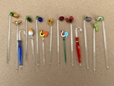 Murano Glass Swizzle Sticks Cocktail Sticks / stirrers Lot Of 15  Mixed Batch