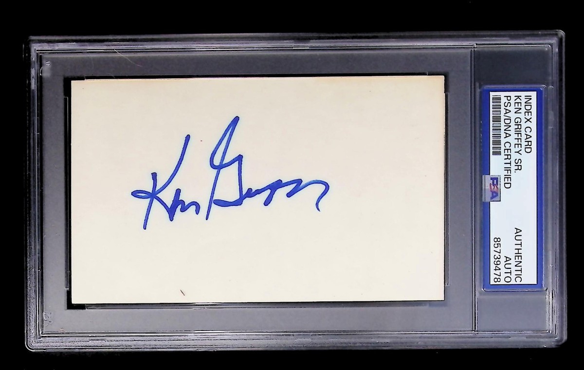 Ken Griffey Sr. - Index Card Autograph - PSA Tallboy Holder