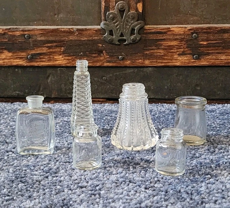 Vintage Clear Glass Small Perfume Bottle Lot
