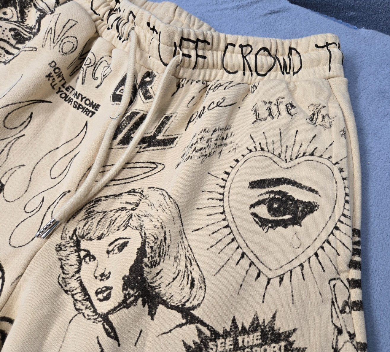 Tuff Crowd RARE Cream FRIGHTMARE SUCKERS FOR PLEASURE HELL HOUND Sweatpants L image 5
