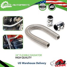 24 Flexible Upper Lower Radiator Hose Stainless Steel W Chrome Caps V8 Kit