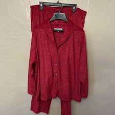 carole hochman pajamas 1X Red Plush Floral Print Pajamas Set