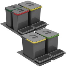 Drawer Cabinet Waste Bins Integrated 600mm Recycling Insert Set  Under Counter