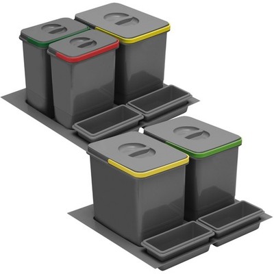 Schubladenschrank Abfalleimer integriert 600 mm Recyclingeinsatz Set Unterbau