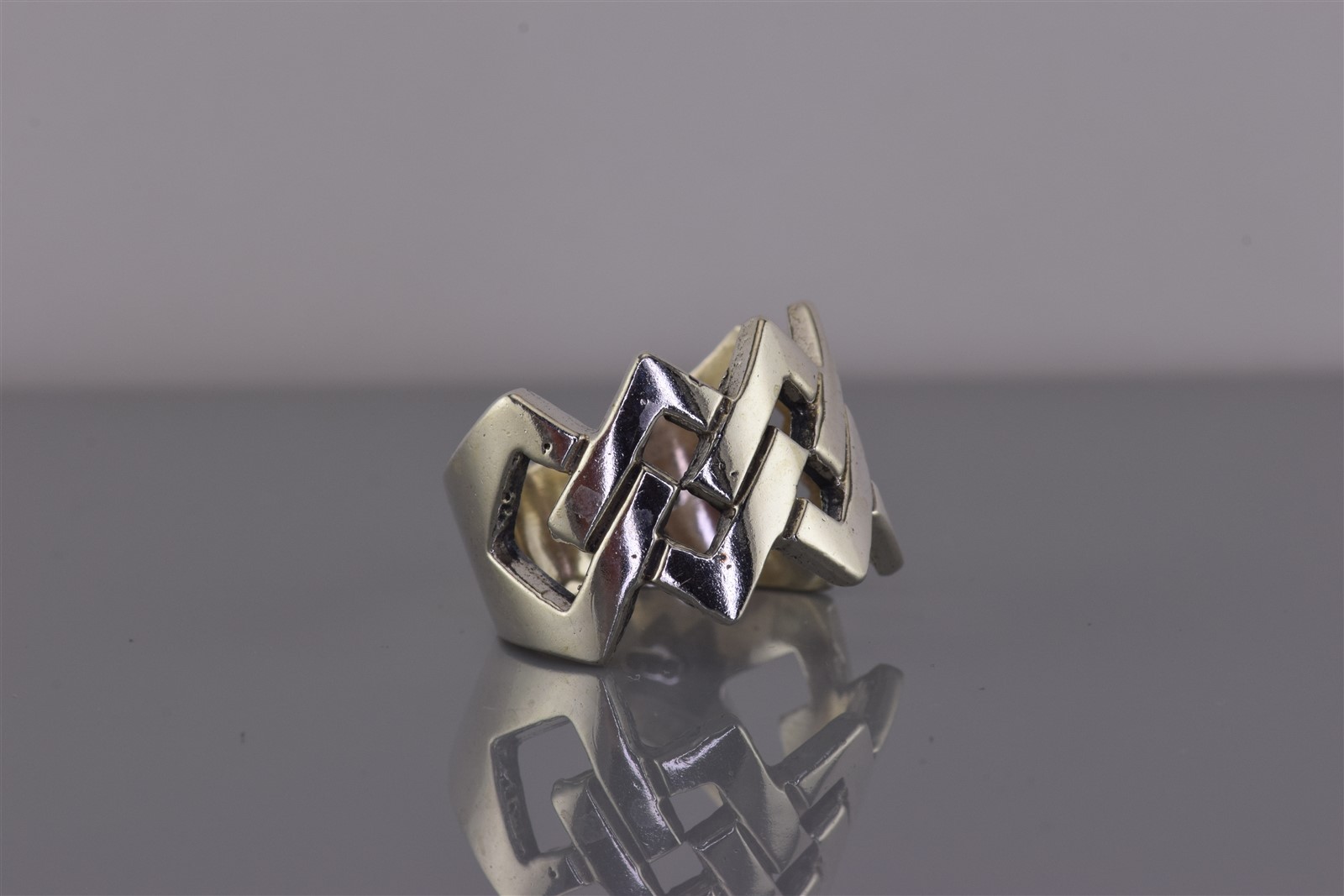 Sterling Silver 15mm Interlocking Squares Openwor… - image 2