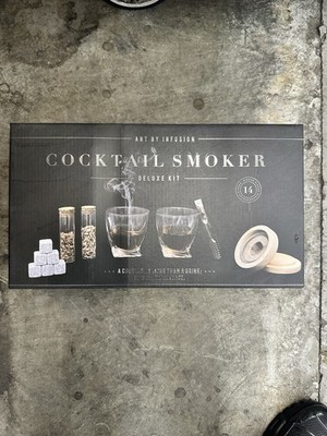 Art by Infusion Cocktail Smoker 14 Piece Set Glass Wood Metal Deluxe Kit