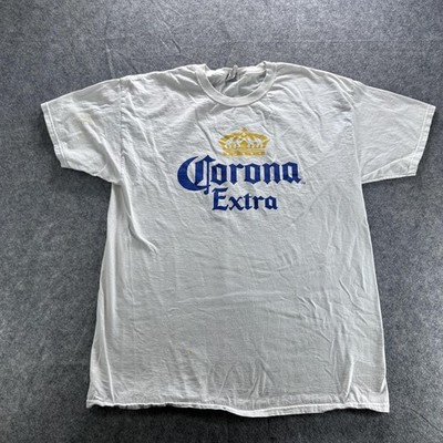 Corona Extra Shirt Mens XL White Beer Graphic Tee Fruit Of The Loom Promo