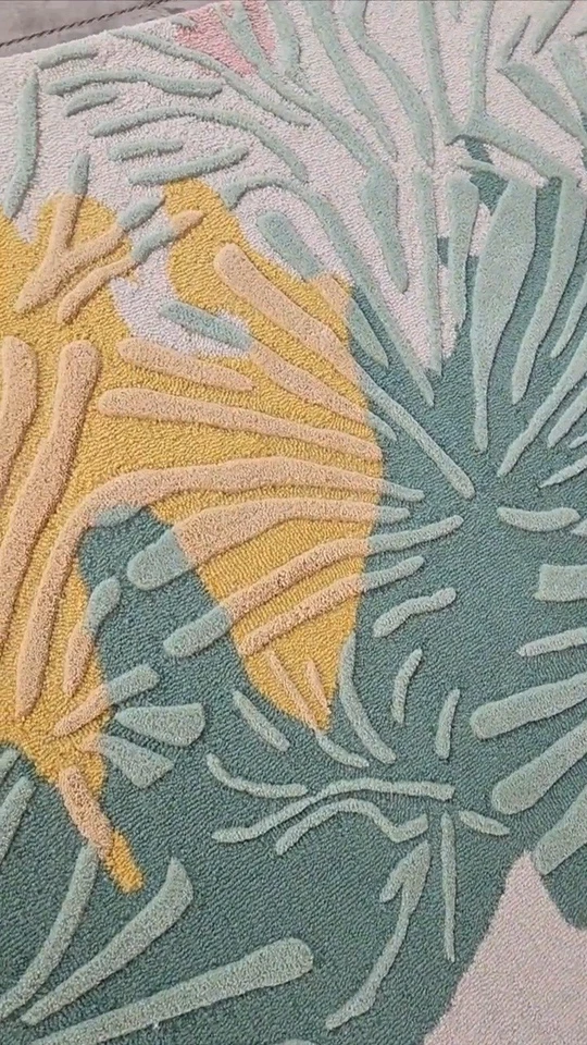 Modern Coastal Fish Celestial Blue Hand-Tufted 100% Wool Soft Area Rug Carpet - Image 3 of 4
