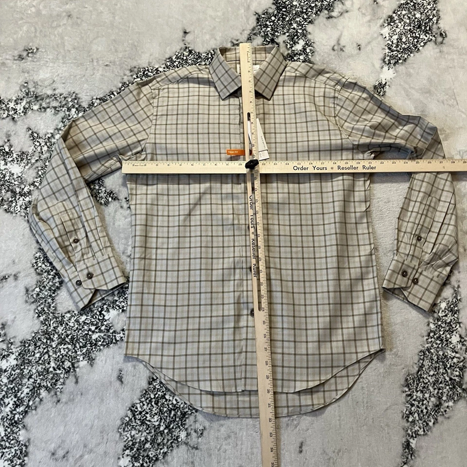 Lorenzo Uomo Shirt Mens Size 15.5 Trim Fit Perfect Fashion Shirt Light Brown - Image 2 of 4