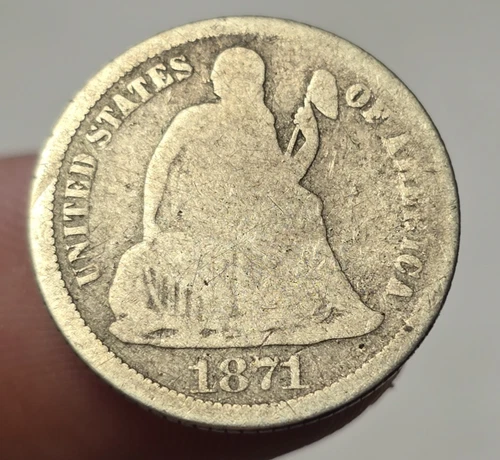 1871-CC Seated Liberty Dime — photo from the most recent tracked eBay sale