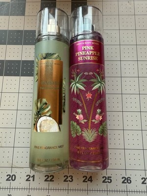 Lot Of 2 Bath and Body Works 8 Oz Fine fragrance mists Almost Full Coconut