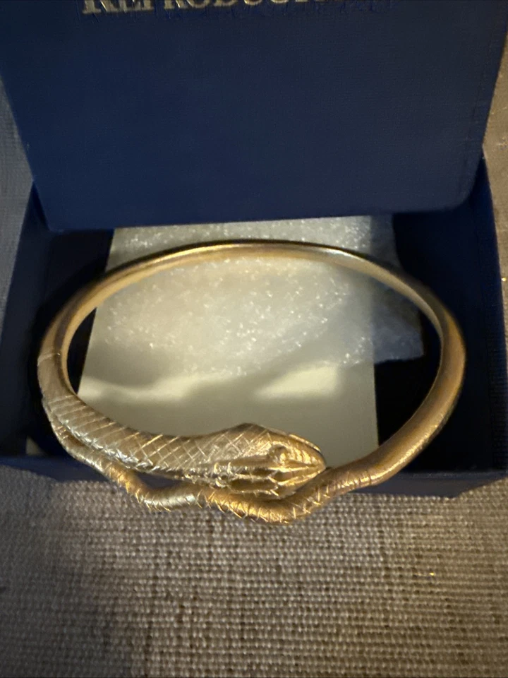 Brazalete Brazalete Serpiente Egipcio Ajustable Chapado en Oro ~ Colección Tienda Museo Foto 3 de 4