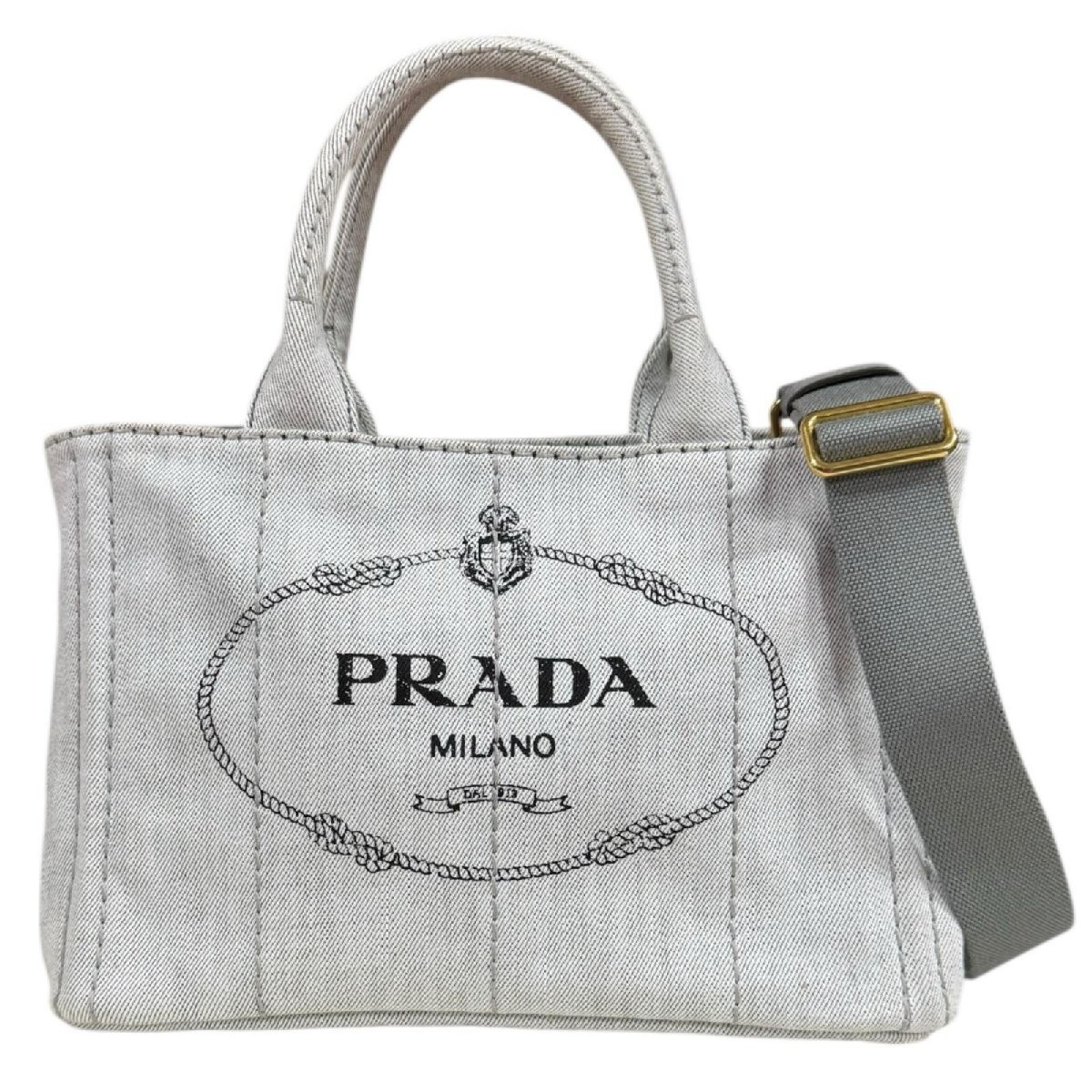 Prada Canapa Tote SS Shoulder Bag Canvas 1BG439 Gray Ladies PRADA Used from japa