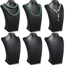 6 Pcs Black PU Leather Jewelry Bust Display Necklace Holder Stand Necklace Ma...